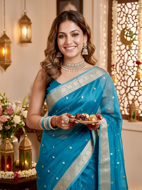 Yusra-Banarasi Tissue Silk Saree(Silkmark Certified)