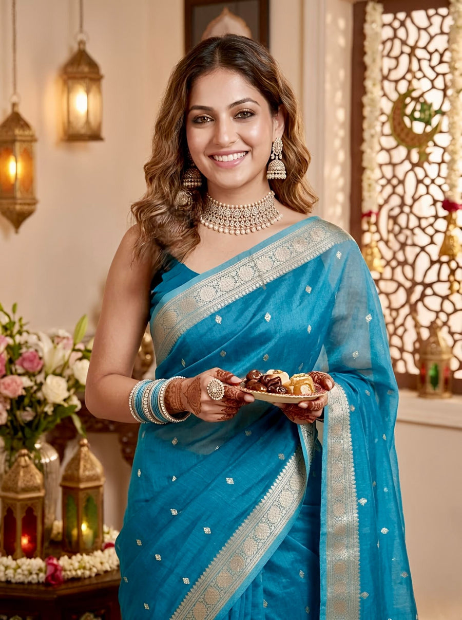 Yusra-Banarasi Tissue Silk Saree(Silkmark Certified)