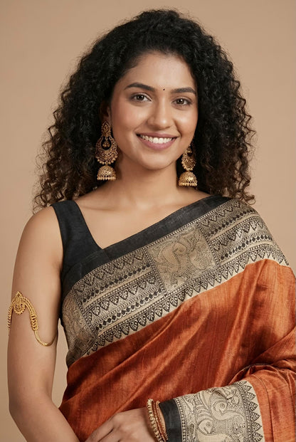 Raisa– Pure Tussar Ghicha Silk Saree (Silk Mark Certified)