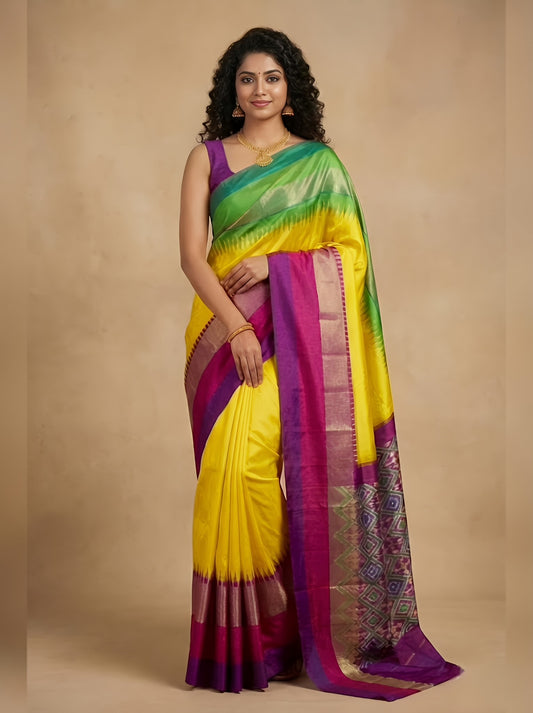Nayantara – Pochampally Double Ikkat Pure Silk Saree (Silk Mark Certified)