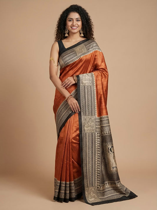 Raisa– Pure Tussar Ghicha Silk Saree (Silk Mark Certified)