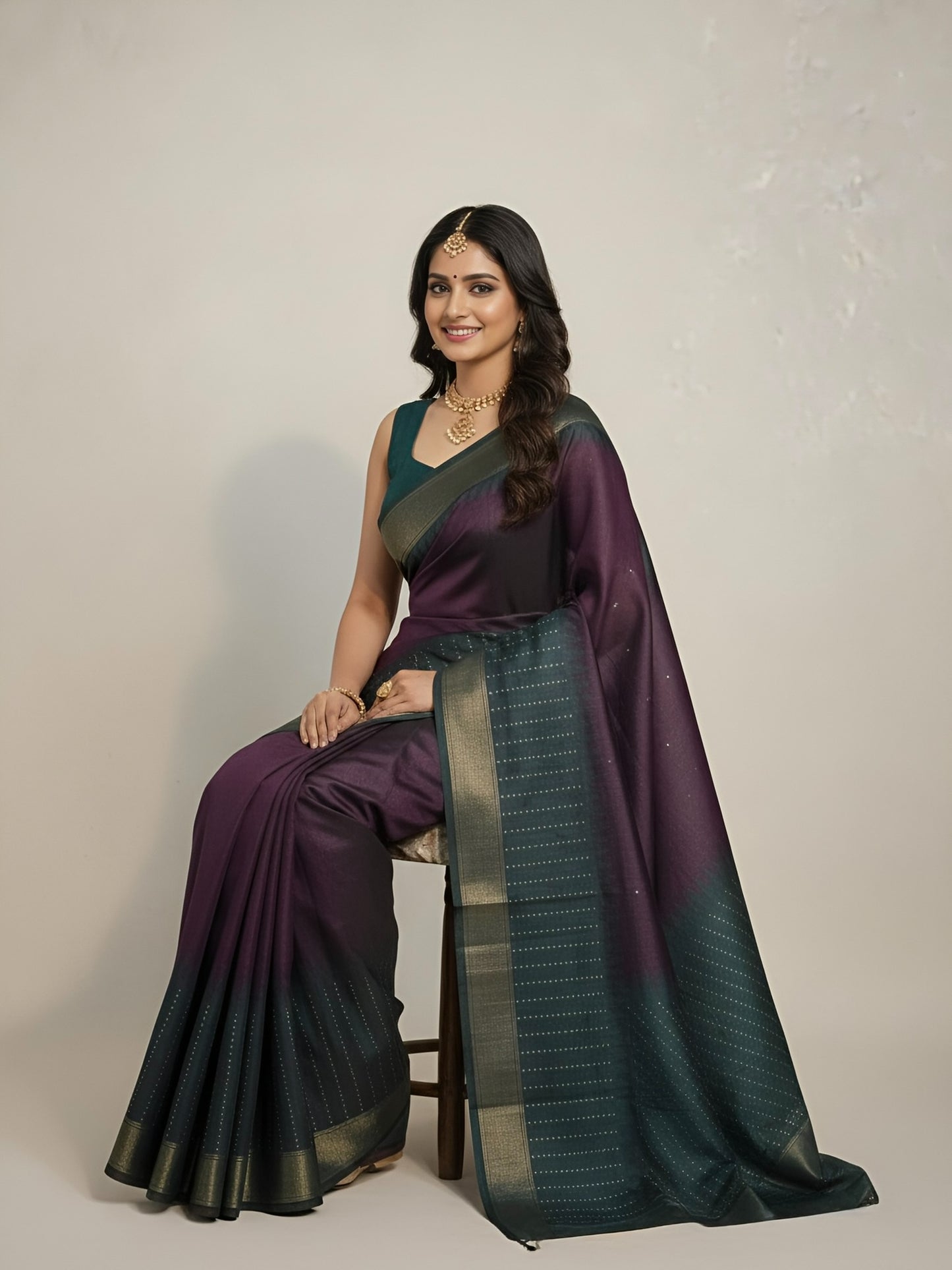 Chella – Pure Raw Silk Dark Shade Saree(silk mark certified)