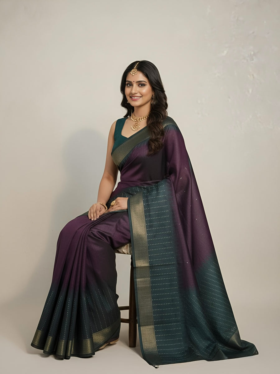 Chella – Pure Raw Silk Dark Shade Saree(silk mark certified)