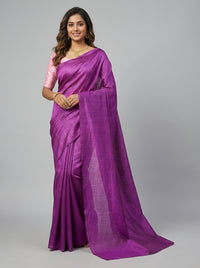 Prarthana-Pure Plain Tussar Ghicha Silk Saree (Silkmark Certified)
