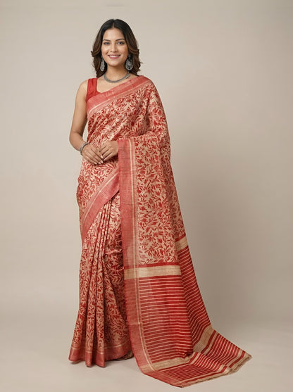 Arwa– Pure Tussar Ghicha Silk Saree (Silk Mark Certified)