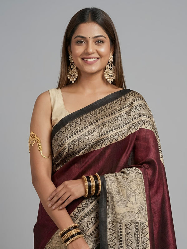 UTHRA – Pure Tussar Ghicha Silk Saree (Silk Mark Certified)