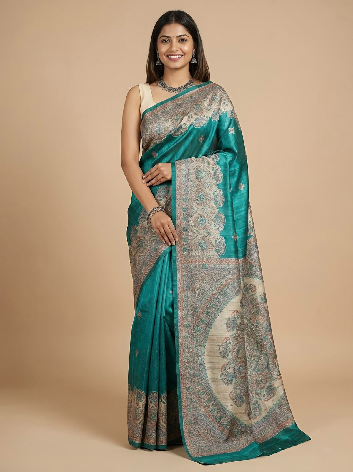 Vanathi-Pure Tussar Ghicha silk Saree(Silkmark certified)