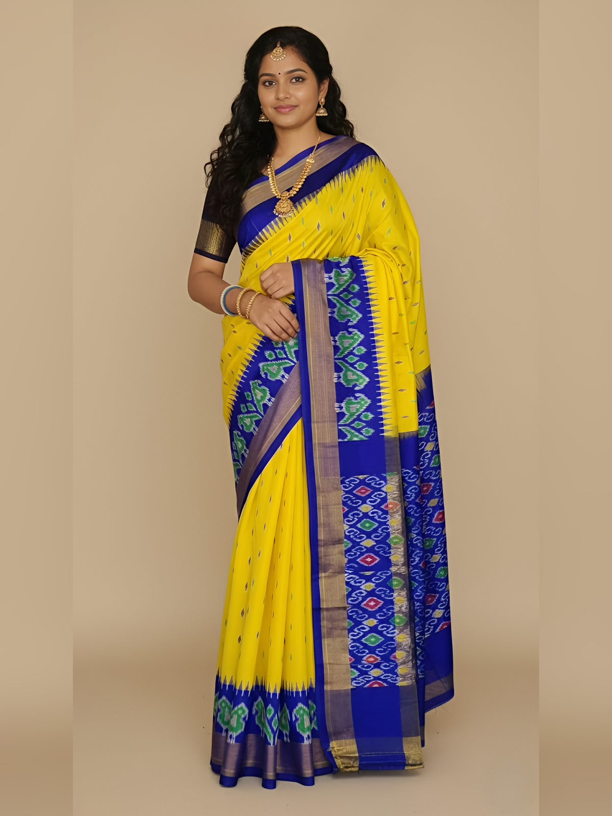 Nancy – Pochampally Double Ikkat Pure Silk Saree (Silk Mark Certified)