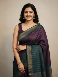 Chella – Pure Raw Silk Dark Shade Saree(silk mark certified)