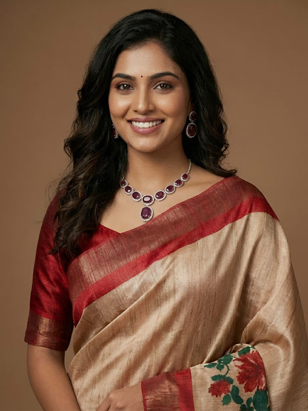 Manickam_Pure Tussar Ghicha Silk Saree(Silkmark certified)