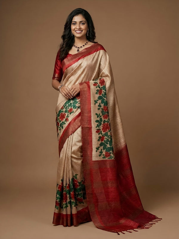 Manickam_Pure Tussar Ghicha Silk Saree(Silkmark certified)