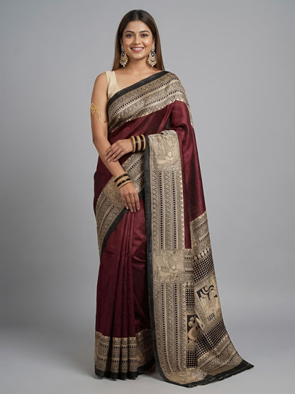 UTHRA – Pure Tussar Ghicha Silk Saree (Silk Mark Certified)