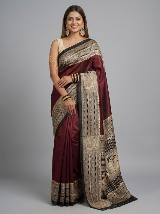 UTHRA – Pure Tussar Ghicha Silk Saree (Silk Mark Certified)