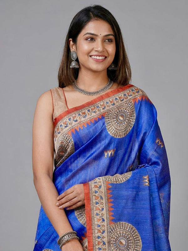 Dharunya– Pure Tussar Warli Print Silk Saree(Silkmark certified)