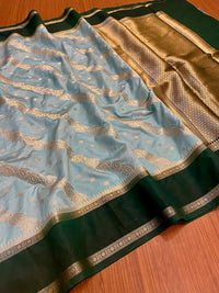 Warm Silk Saree with Contrast Border and Water Zari Work - Thugil